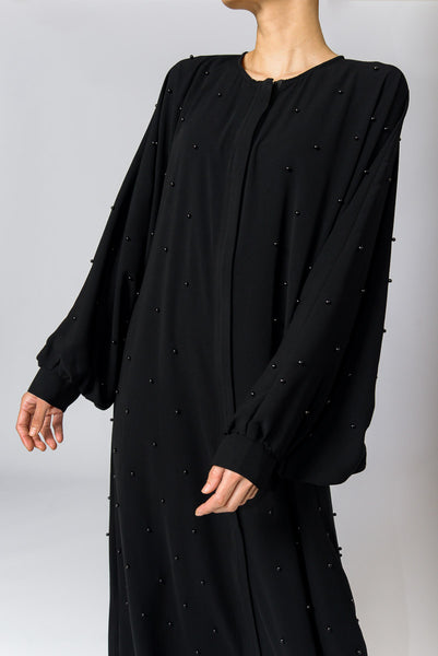 Buy ZABELLA Pearl Embellished Black Cape online