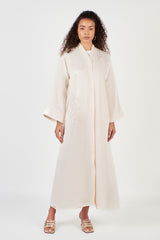 Embroidered Off-White Organza Abaya