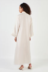 Embroidered Off-White Organza Abaya