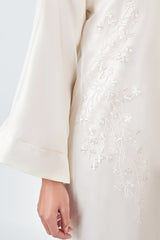 Embroidered Off-White Organza Abaya