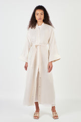 Embroidered Off-White Organza Abaya