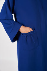 Royal Blue Pocket Abaya with Bow