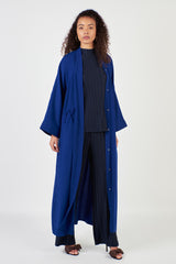 Royal Blue Pocket Open Abaya with Bow