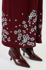 Embroidered Hemline Dark Red Abaya