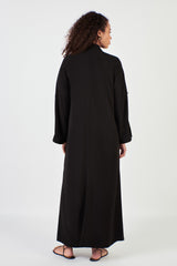 Black Pearl Open Abaya with Sleeve Slit 