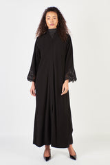 Embroidered Cuffs Black Abaya