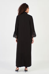 Embroidered Cuffs Black Abaya