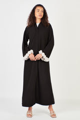 3D Flower Cuff Black Abaya