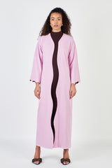 Reversible Linen Open Abaya Pink